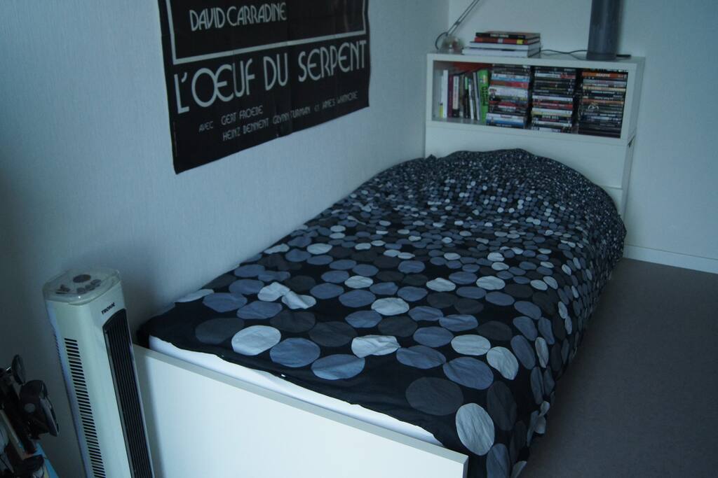Je vous propose la chambre de mon fils parti étudier à l'étranger. Il est fan de cinéma!