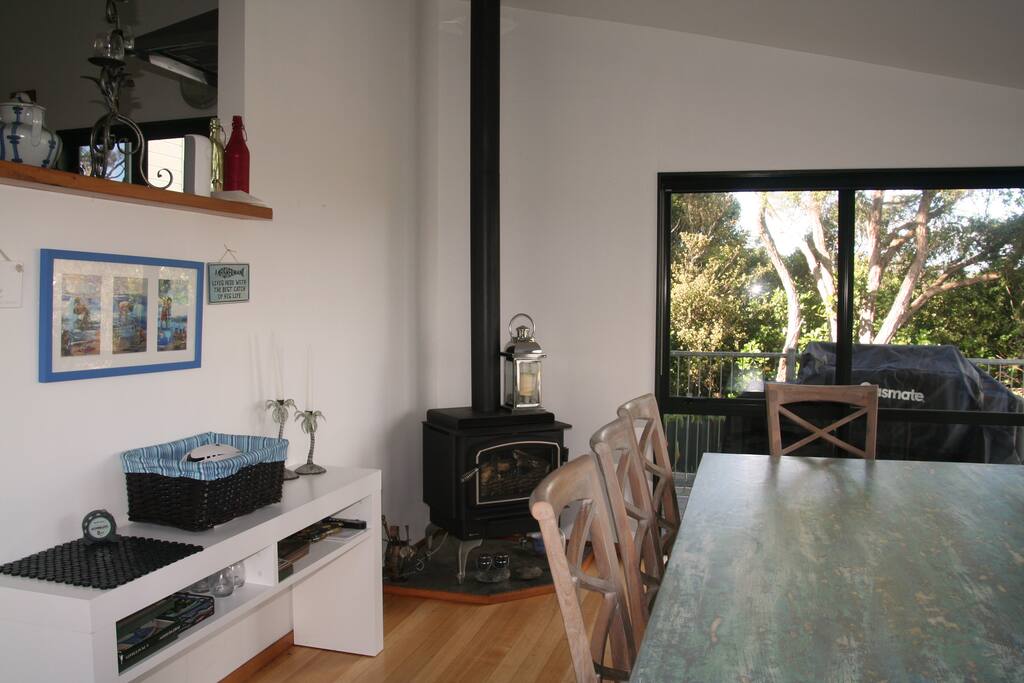 Dining room and fireplace