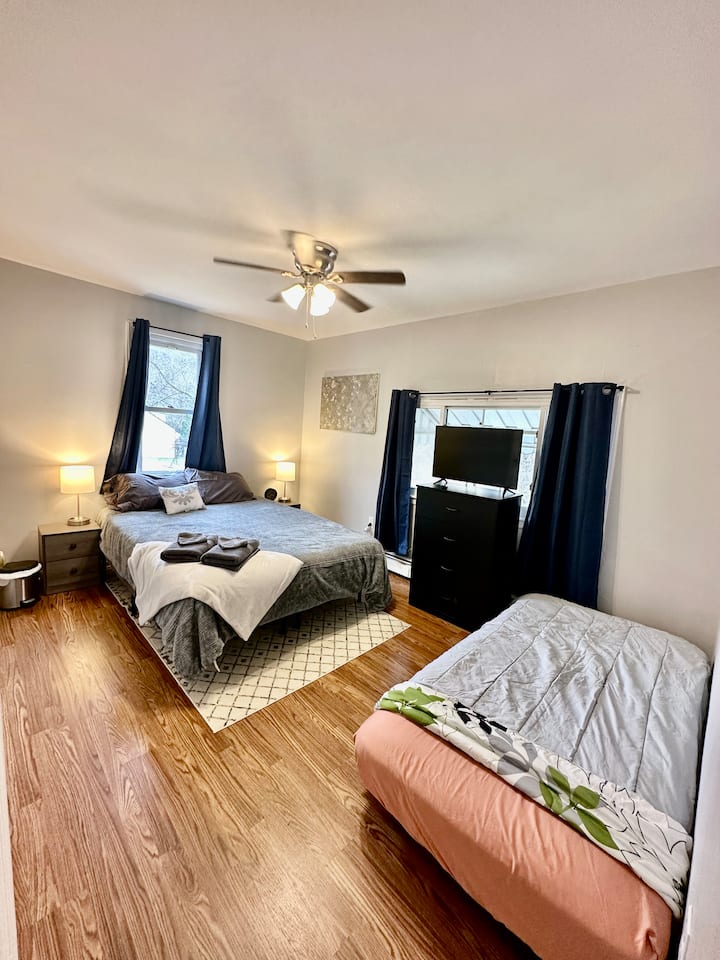 Queen bedroom. Trundle no longer available.
Bathroom located off this bedroom.