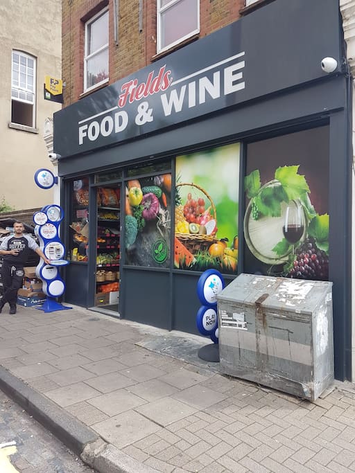 The shop that you can use as a land mark from London fields station to the house.