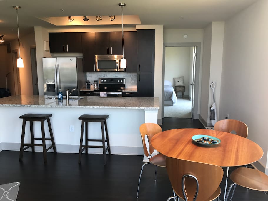 Kitchen Island with Bedroom view