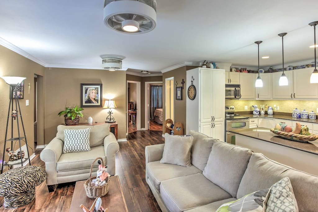 Inside, 1,800 square-feet of well-furnished living space provides all the necessary comforts of home.