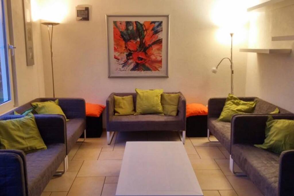 In this area you can catch up with each other. The sofa's are for 12 people and you can easily ad 4 extra seats