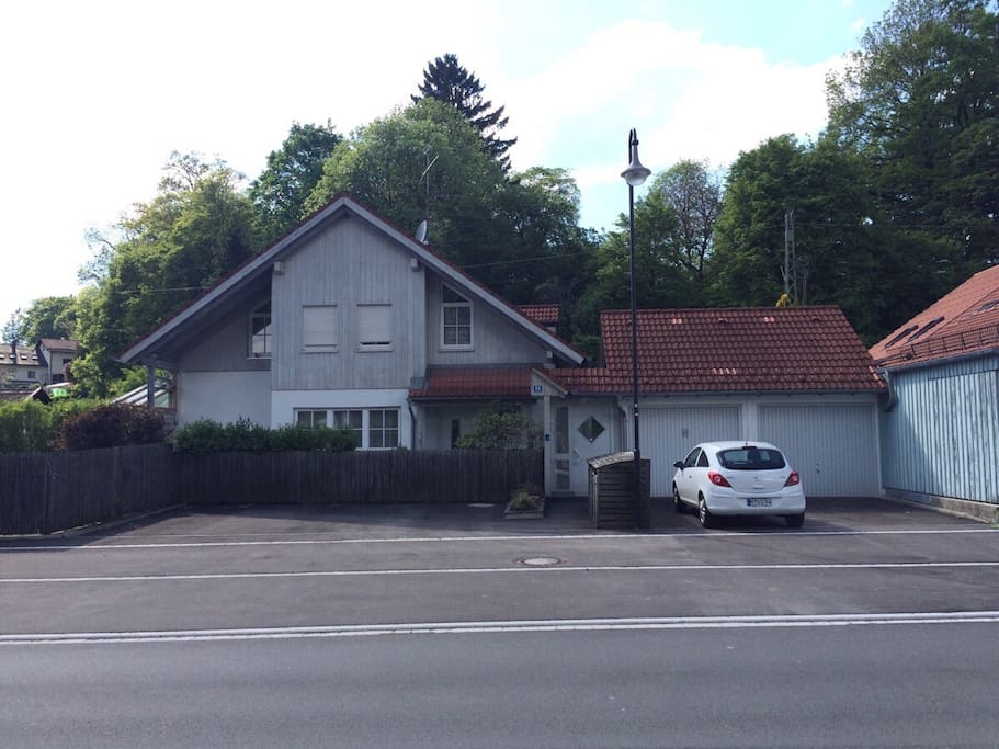 The parking lot in front of the house