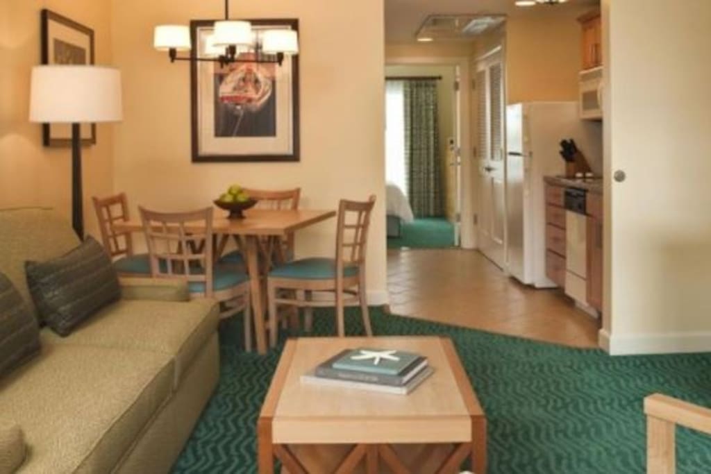 Spacious living area and kitchen