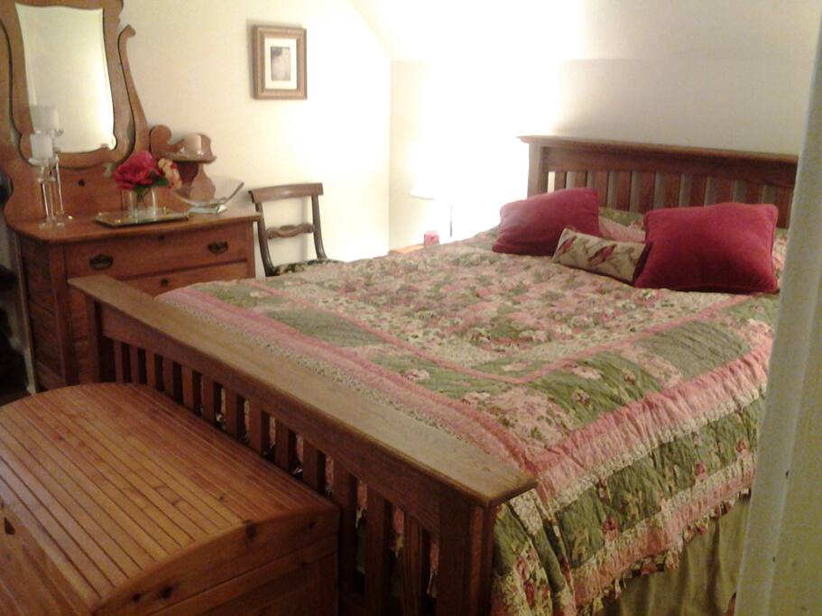 Large room has lots of space with sitting area and its own private bathroom.