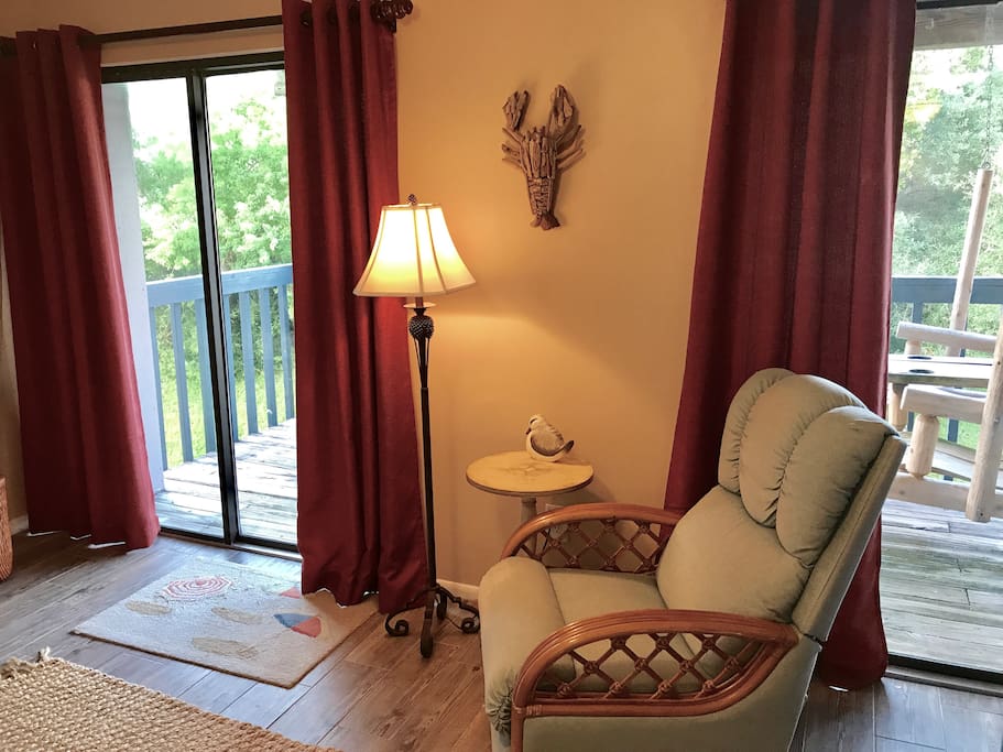 Living Room and Entrance to Outdoor Deck