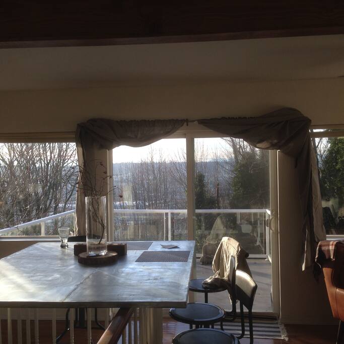 Luminous upstairs and central zinc table!