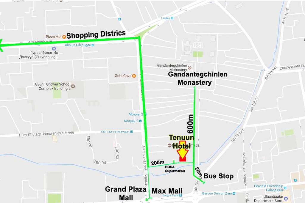 Map to Tenuun Hotel and nearby places
