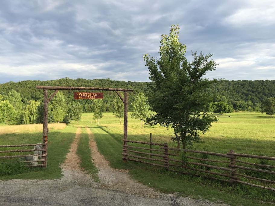 Entrance to the farm leads down to your cabin next to Swan Creek.