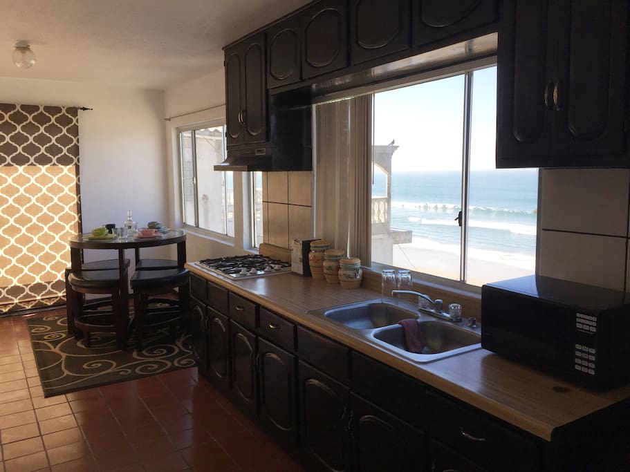 Kitchen with ocean view