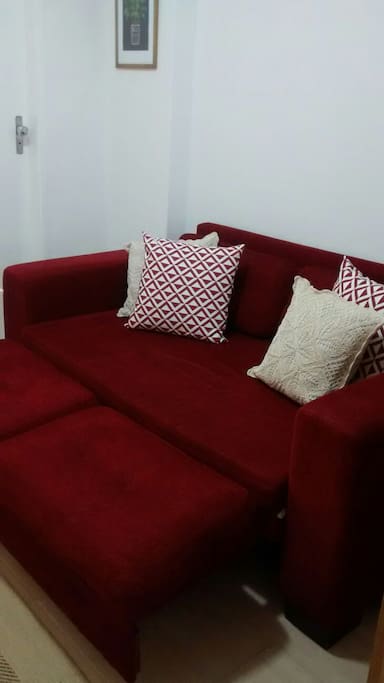 The sofa also works as a chaise to watch TV, read, work on laptops, whatever...