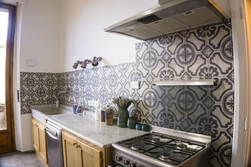 This is the kitchen which has a stove, oven, dishwasher, fridge, micro and all the basics