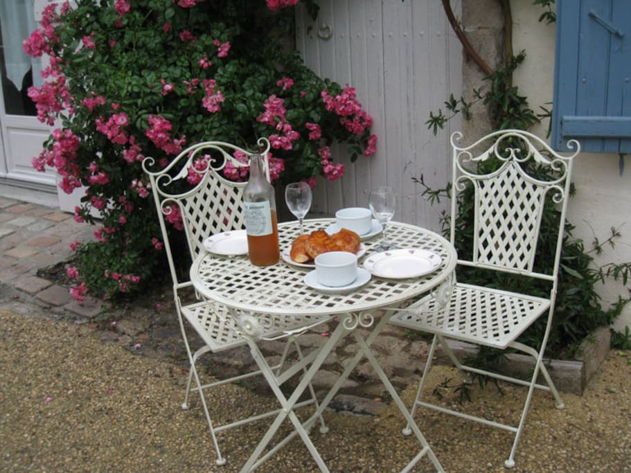 Perfect spot for drinks in front of our cottage