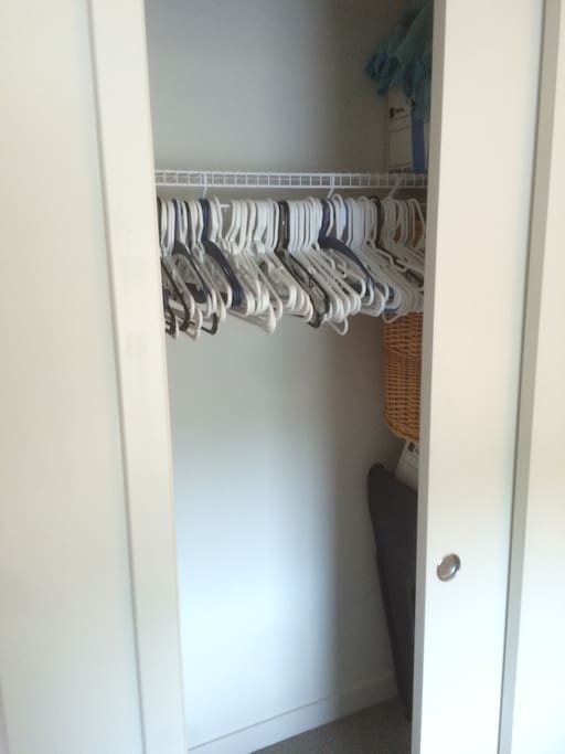 Closet space as well as empty shelves for your use.