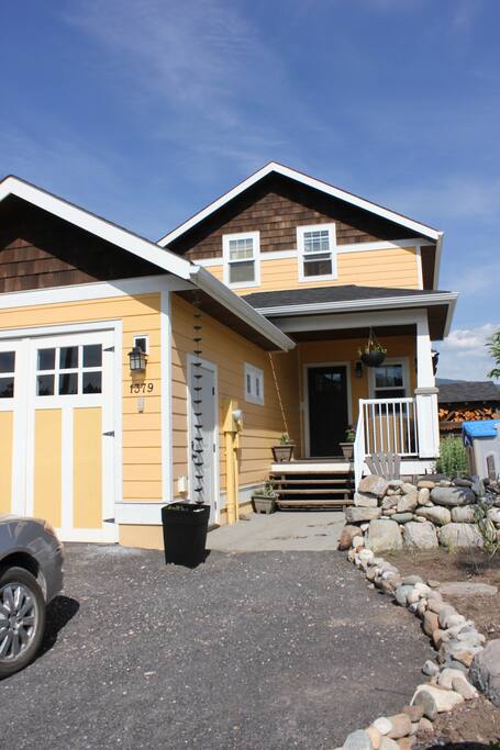 Front of deck with patio.