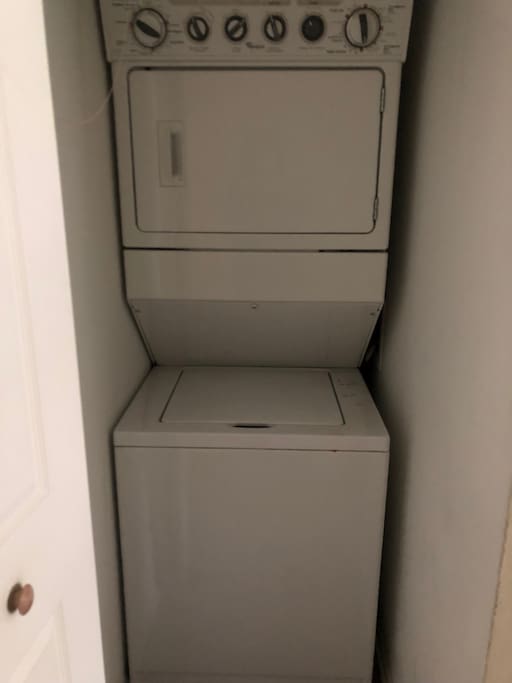 In-unit laundry for guests.