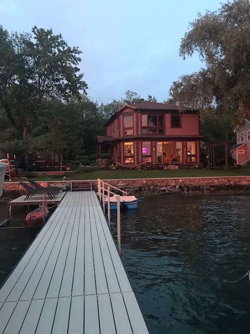 View from the dock, which you have access to. The studio is left of the dock and the main house.