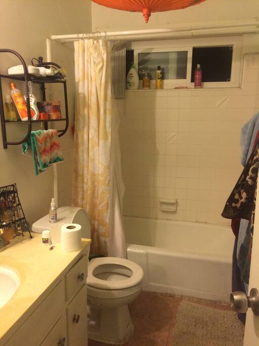 Not the biggest bathroom, but exactly what you need (amazing showerhead, by the way)