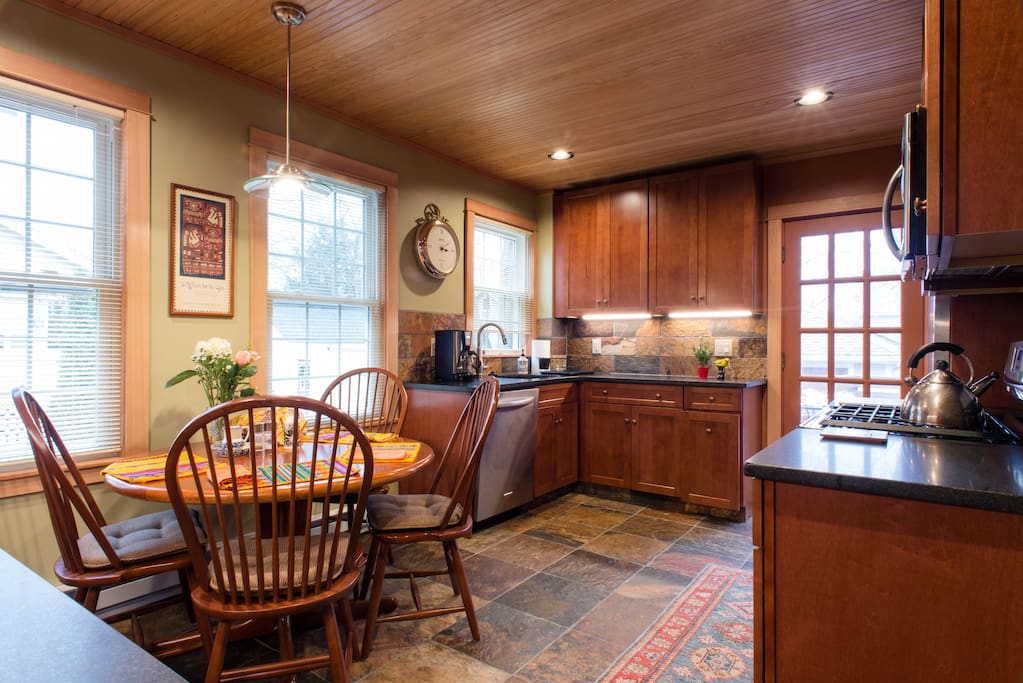 Brand new, $68,000 kitchen remodel, completed in early 2017. Wood ceiling with recessed lighting.