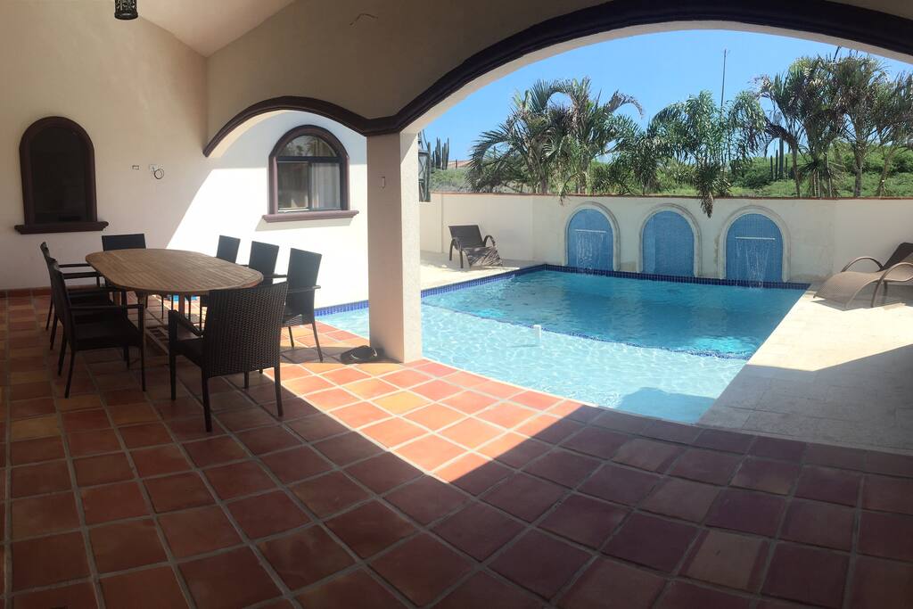 Backyard with covered patio