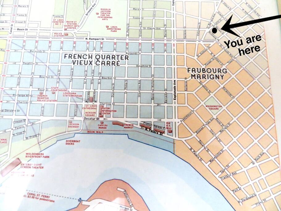 just a couple of blocks to the FQ