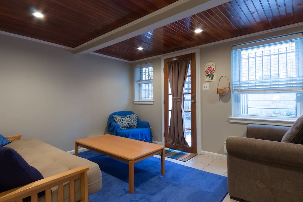 Living room looking at front door.