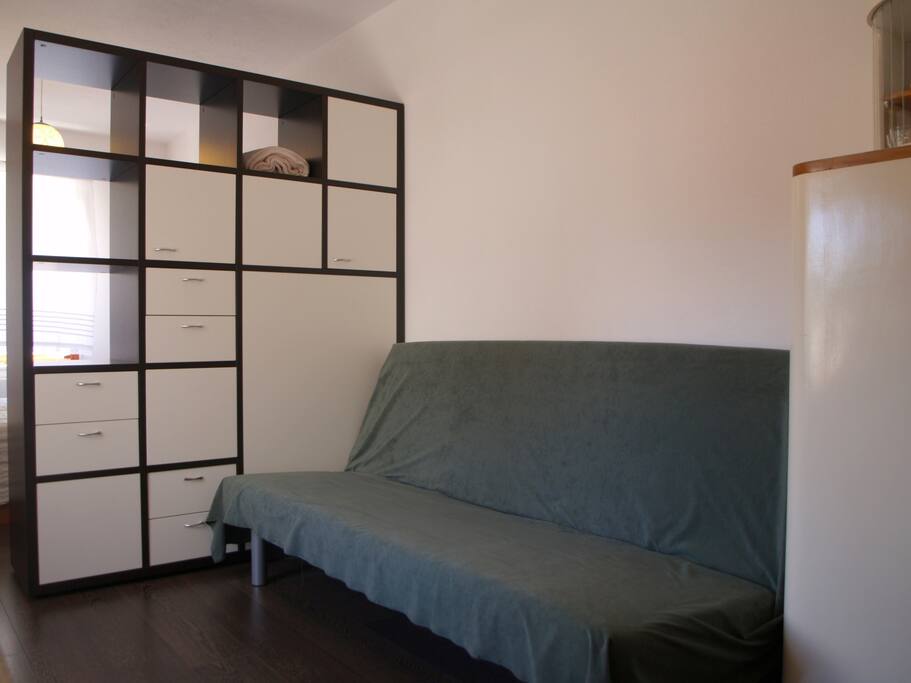 Sofa that turns to bed, very comfortable for one person
