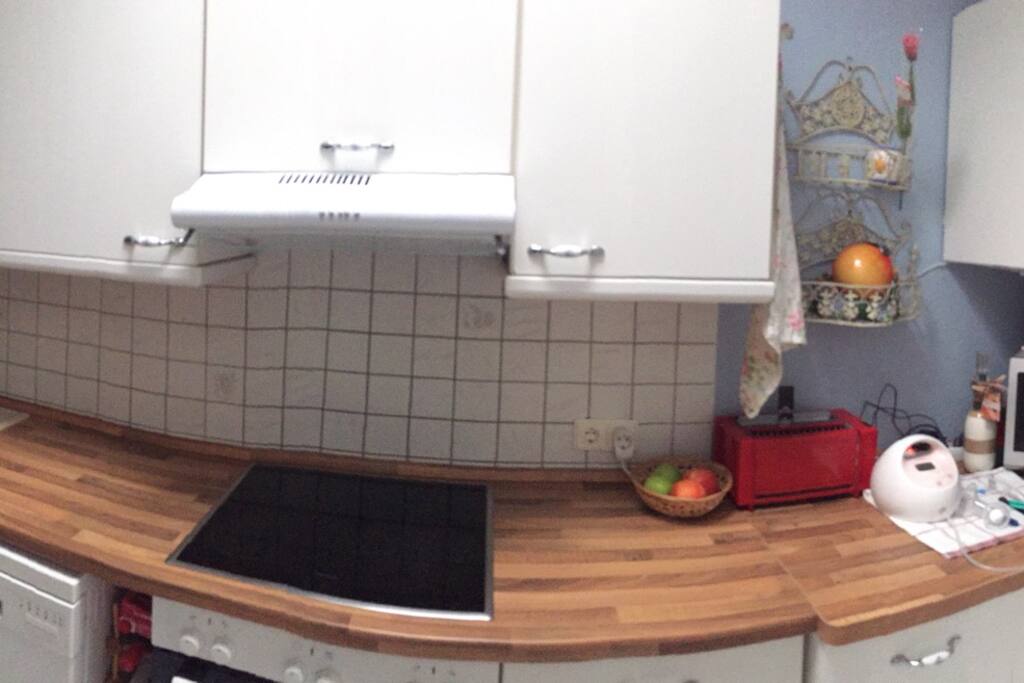 Kitchen with a window in the roof