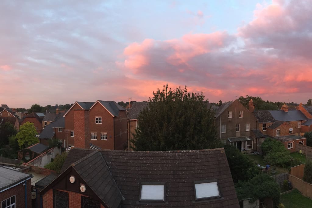 View from the balcony, adjacent to the shared kitchen and living space.