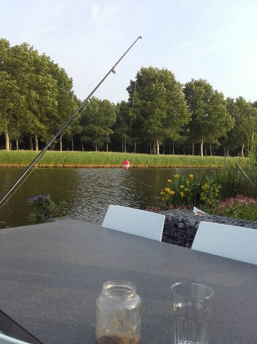 Fishing from the terrace on the waterfront.