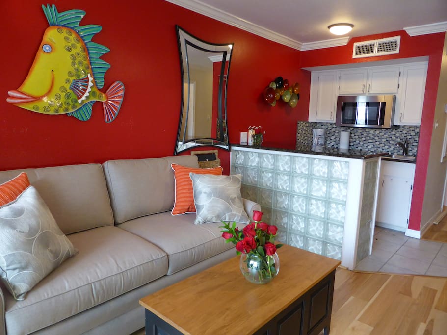 Living room and kitchenette