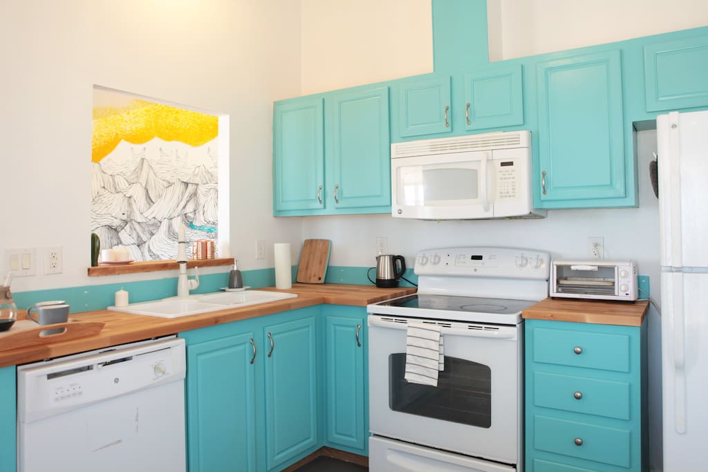 bright kitchen is stocked