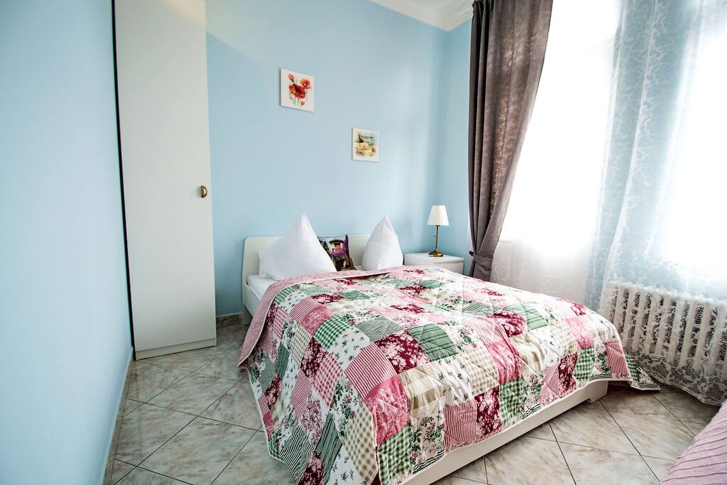 The 1st bedroom with double bed and a comfortable single bed