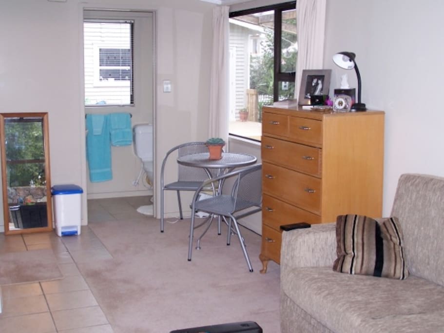 You can see the size of the space and the rest room.