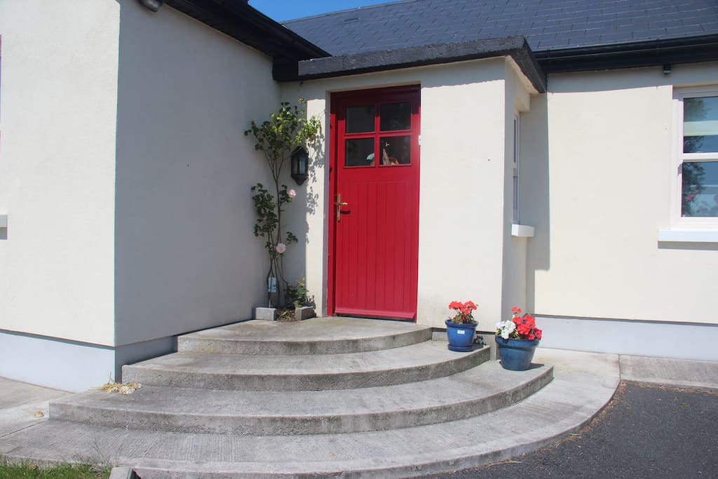 A warm welcome awaits at the front door.