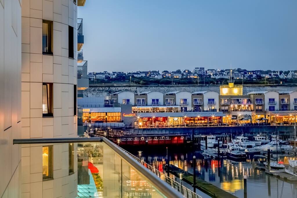 View from the balcony, across the marina