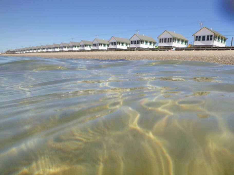 The cottages from the water