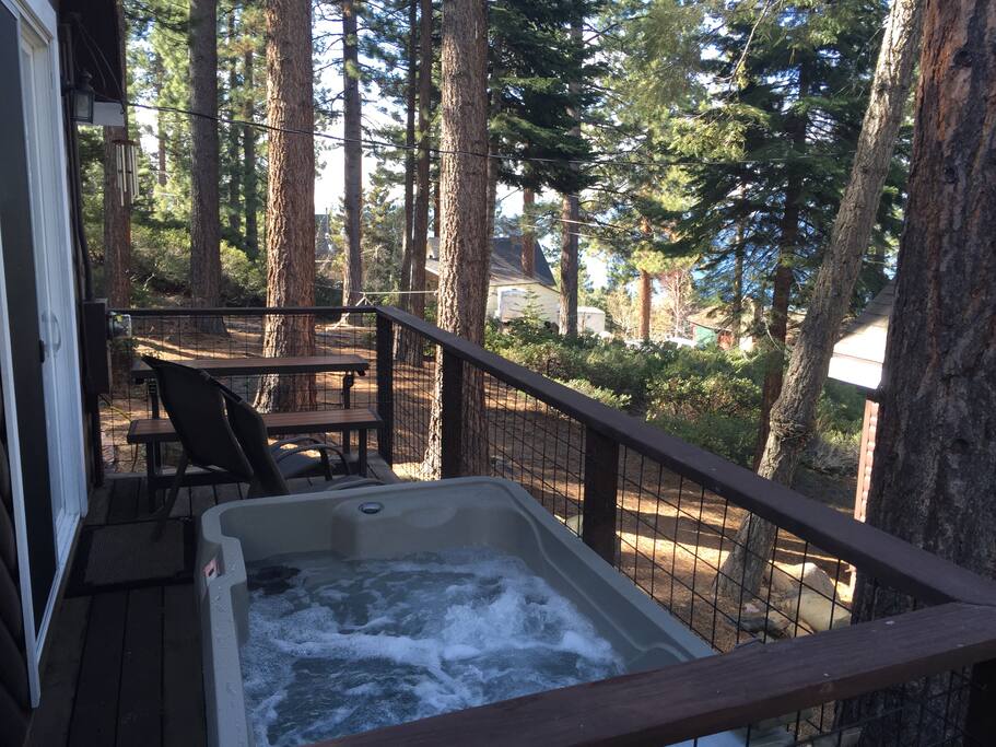 Our new 2-person HOT TUB, with a nice view of the lake!