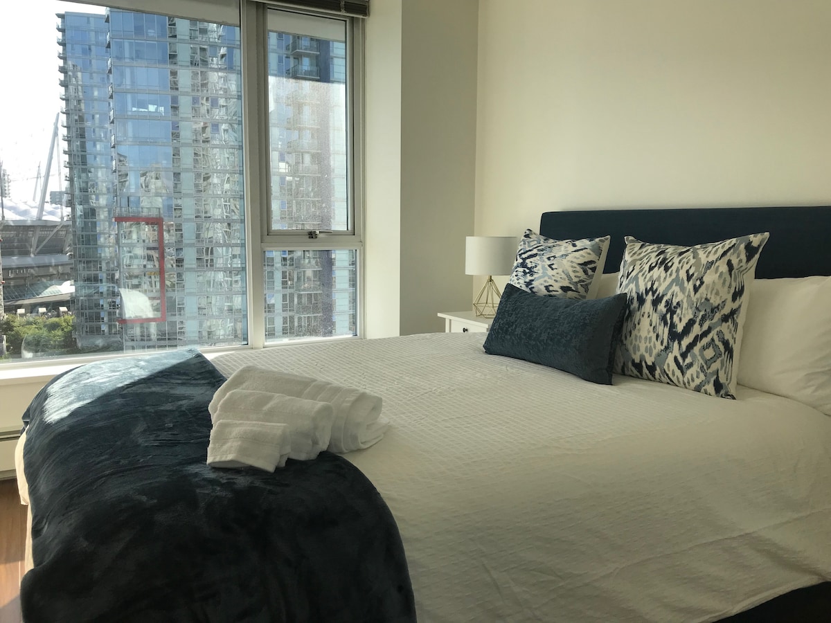 Master bedroom BC Place view and downtown
