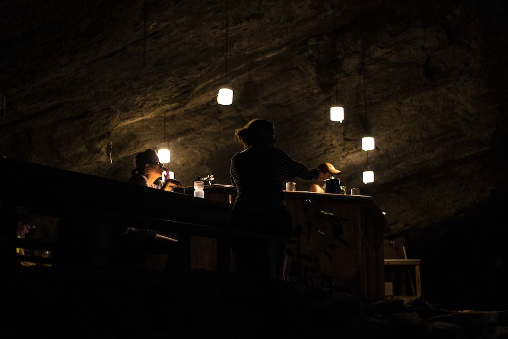 Enjoy company in the well lit cave nights