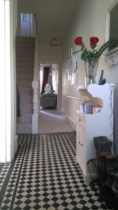 From the front door down to the Lounge