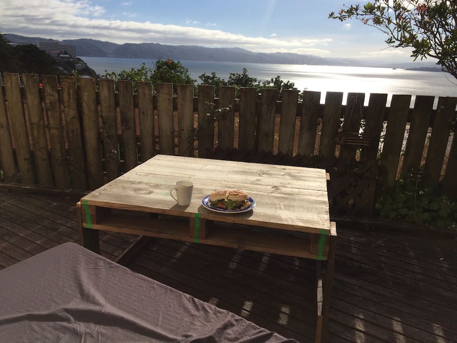 Enjoy your meal from the back deck