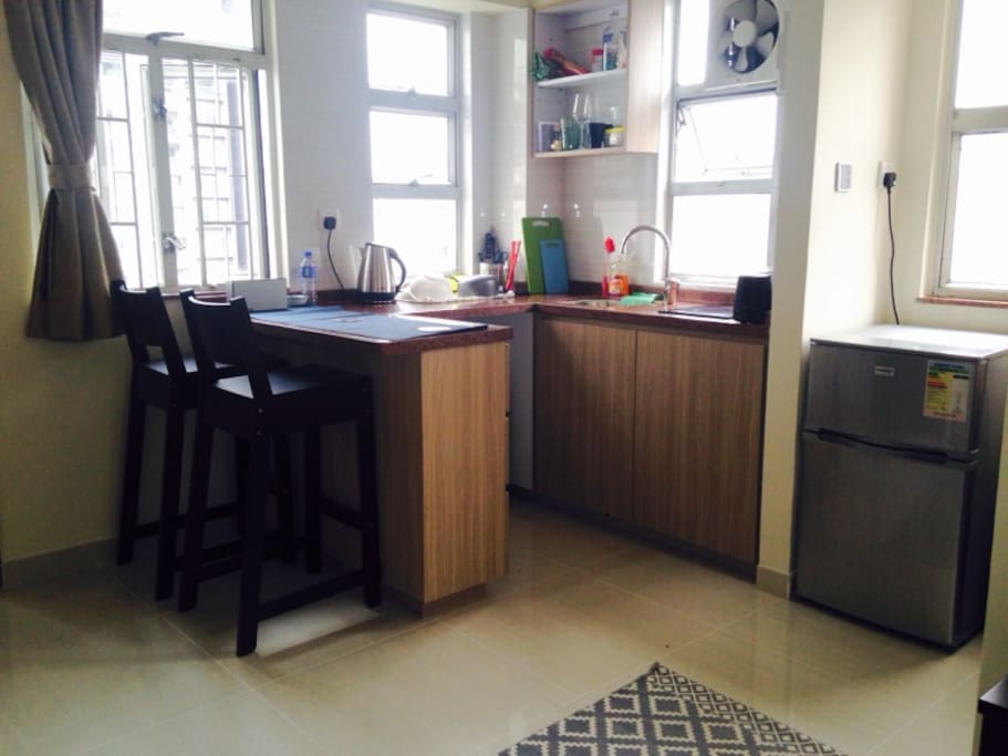 Well equipped open plan kitchen