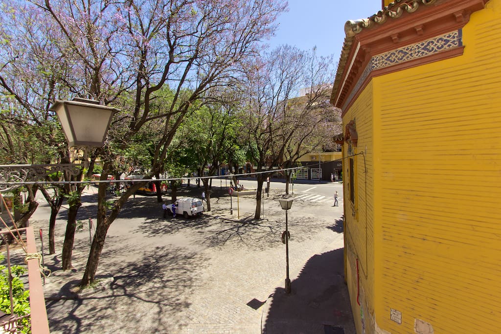 View of Plaza Ponce de Leon from the living area.