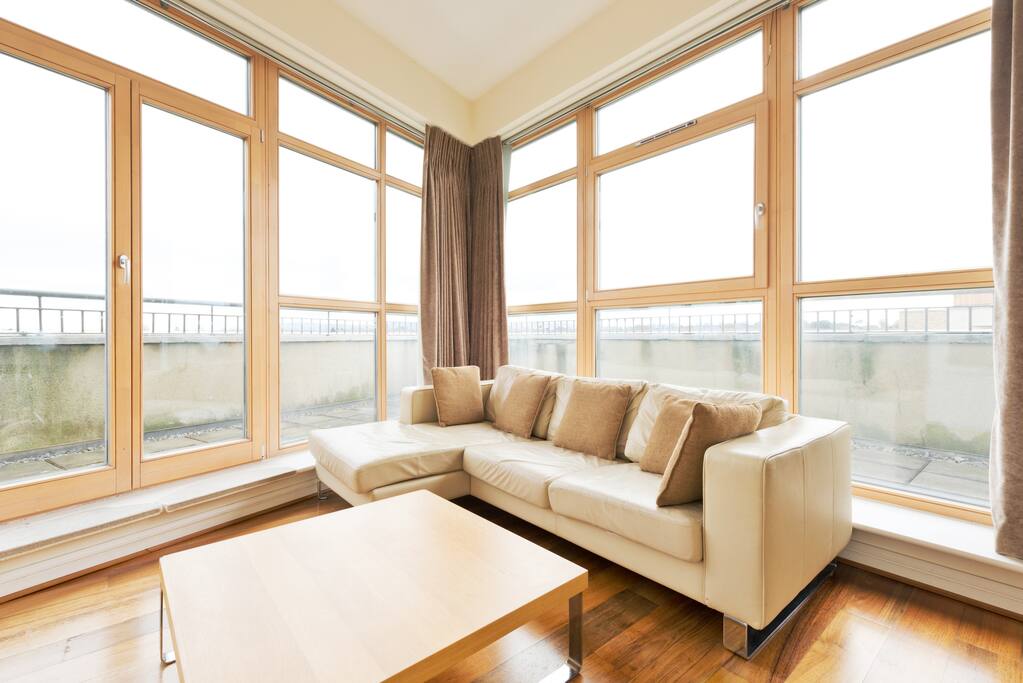 Comfy leather sofa to relax on