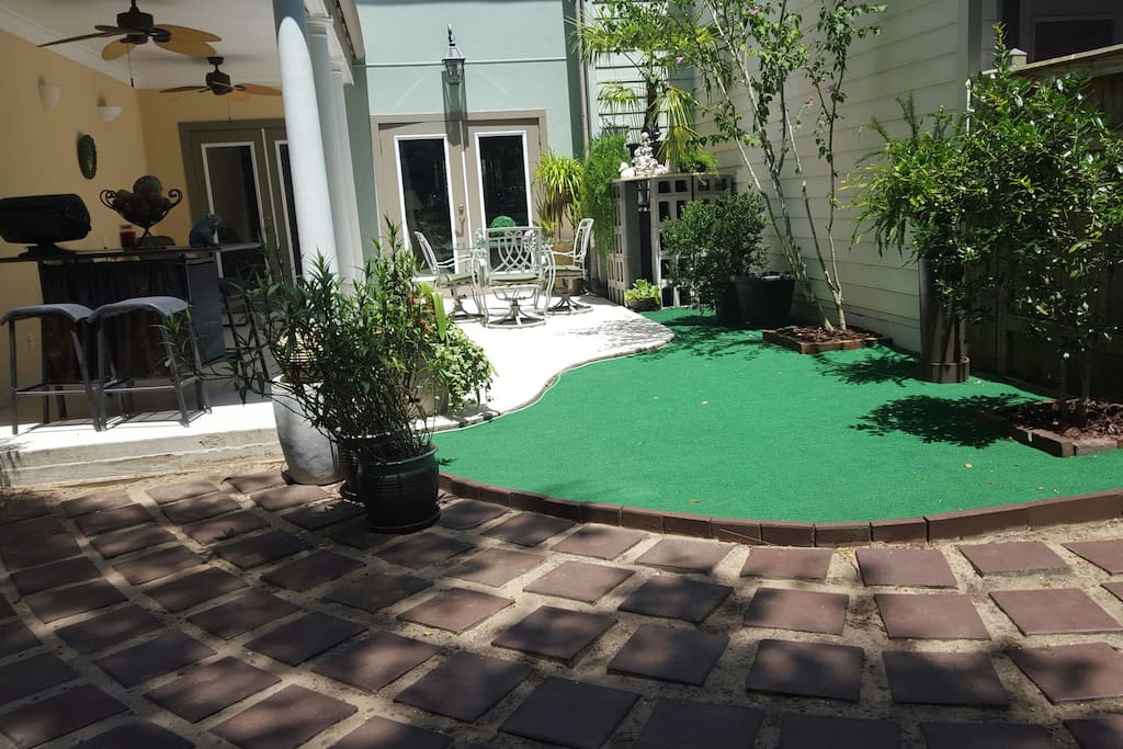 Back garden area and grill