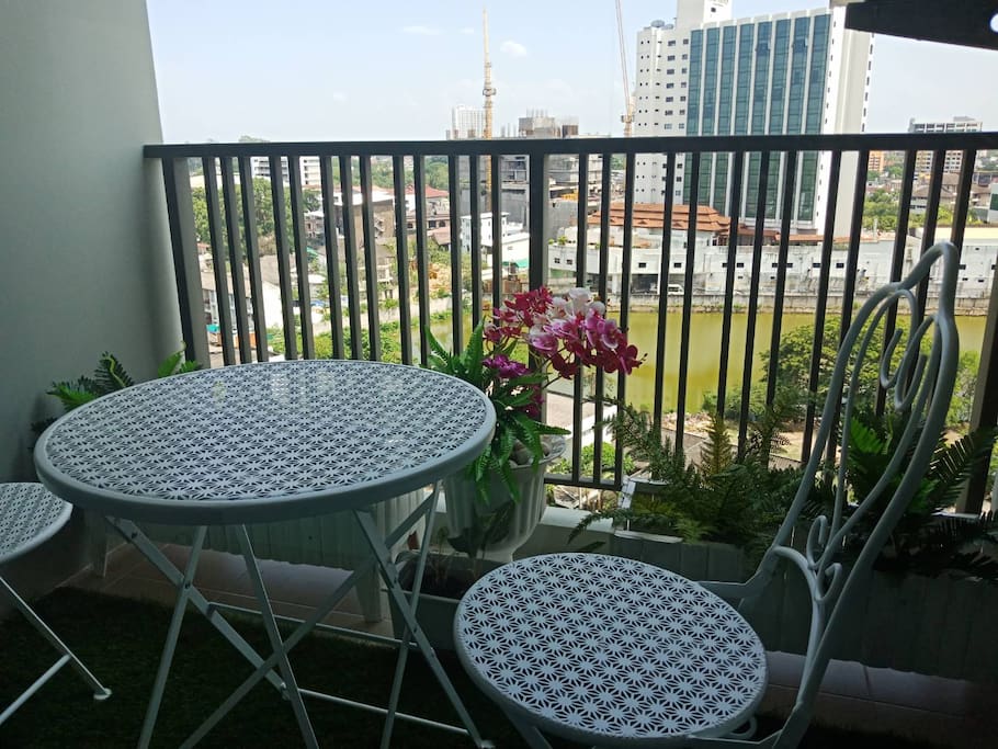 Balcony in the room with City view of Chiang mai City.