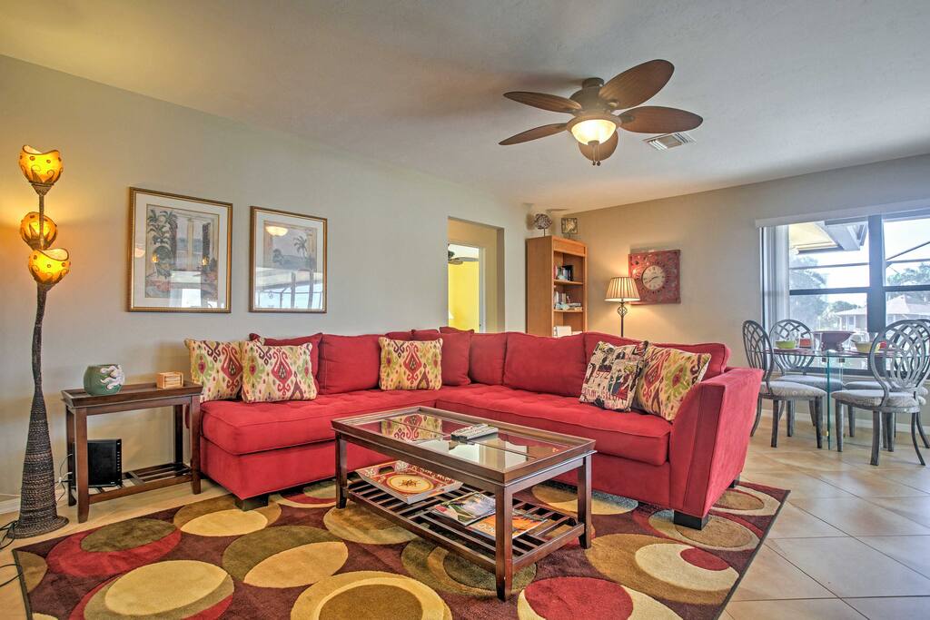 Relax on the plush sectional sofa.