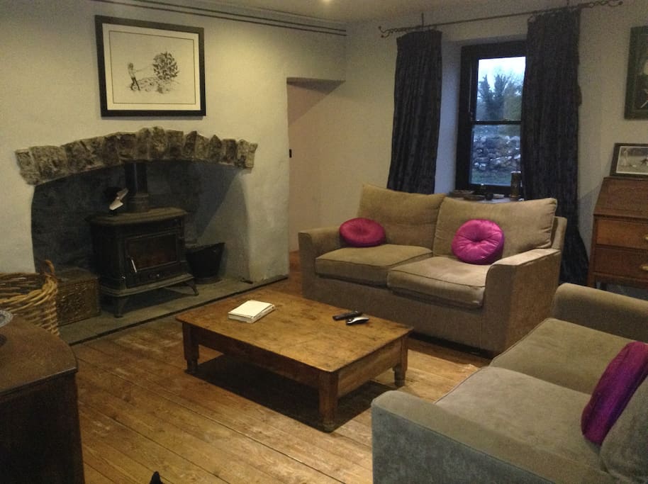 Living Room with wood burning stove